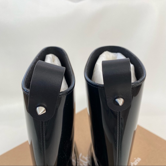 Christian Louboutin Loubirain Loubi Rain Boot Black PVC EU 37 US 7 - Picture 10 of 14